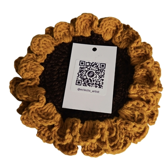 Hand Crafted Floral Coaster 2pc Set Sunflower Mug Rug Home Decor Faux Flower Mat - Picture 6 of 17